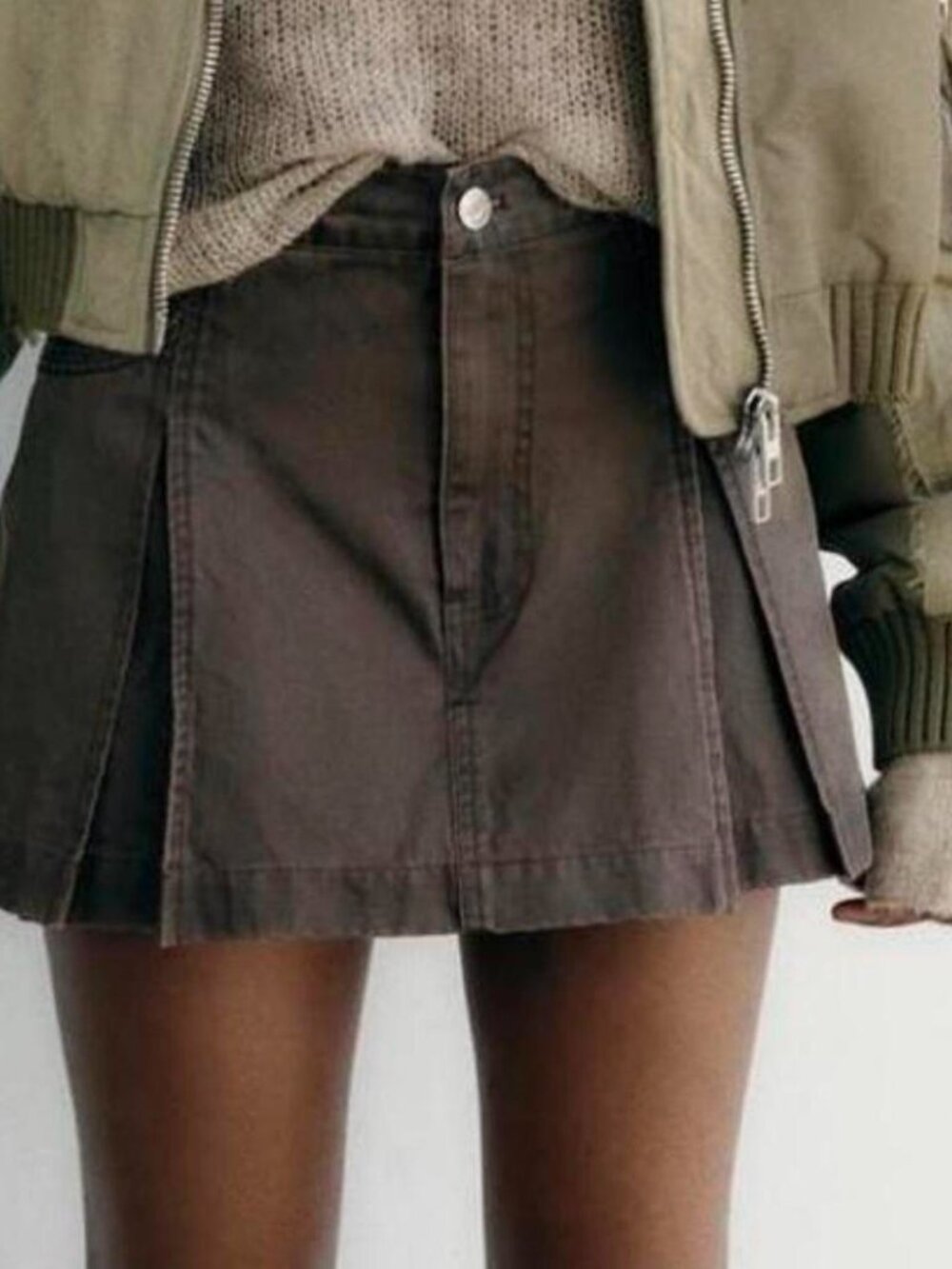 Zara Faux Wax Leather Pleated Skort XXL